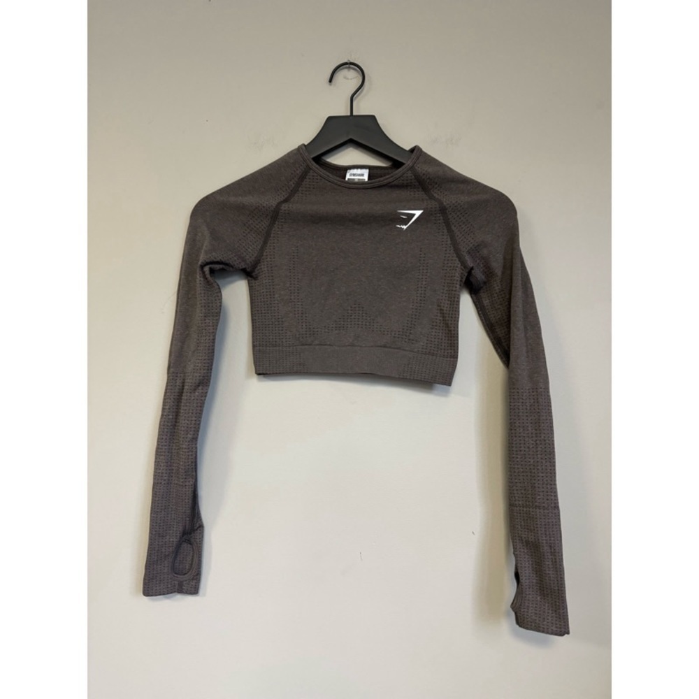 GYMSHARK Brown Long-Sleeve Crop Top